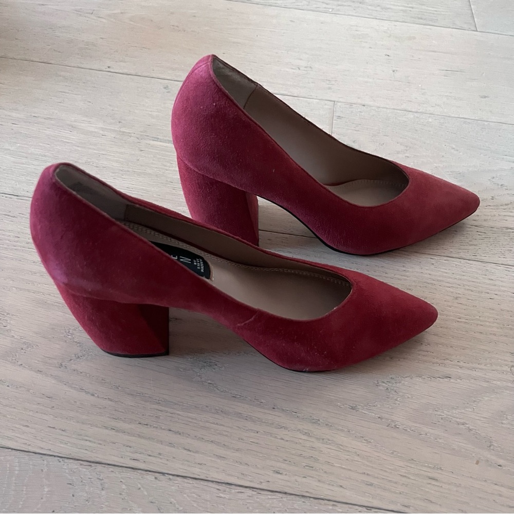 Steve Madden red suede block heels